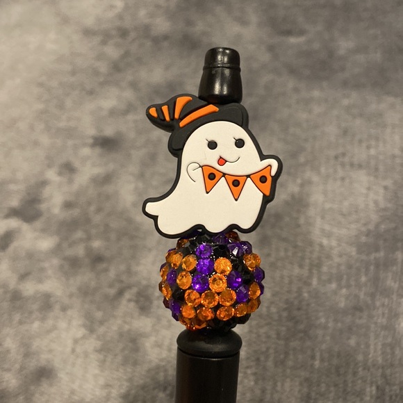 Cute Halloween Ghost Orange/Purple Sparkle Pen Writing Stationary Gift - Picture 2 of 2